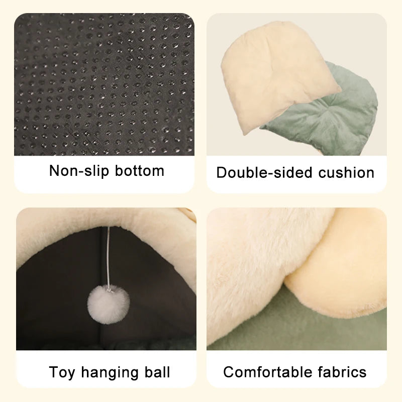 Rovanna Snuggle Cave Bed — Cozy Cotton Sleep Sanctuary for Cats & Small Dogs