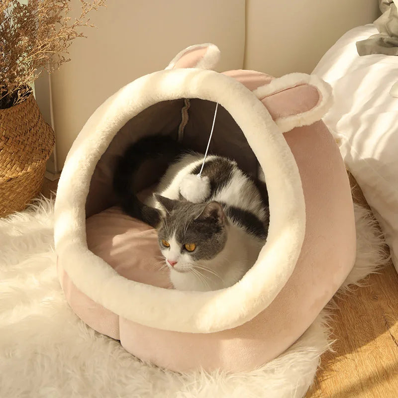 Rovanna Snuggle Cave Bed — Cozy Cotton Sleep Sanctuary for Cats & Small Dogs